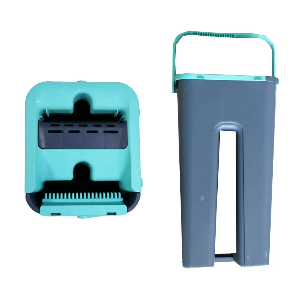 Professional Home Cleaning Set with Self-Mop Bucket Flat Sunshine Hand-Free Floor Head Shape Washable Microfiber Pads Steel Pole