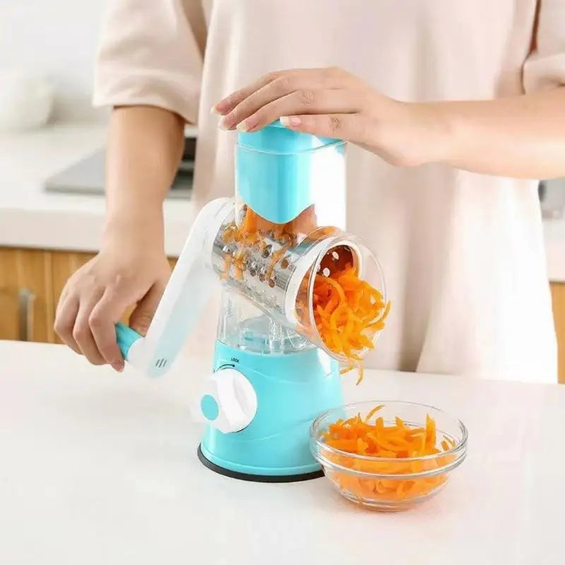 4-in-1 Manual Rotary Vegetable Slicer - Safe & Fast Grater and Shredder