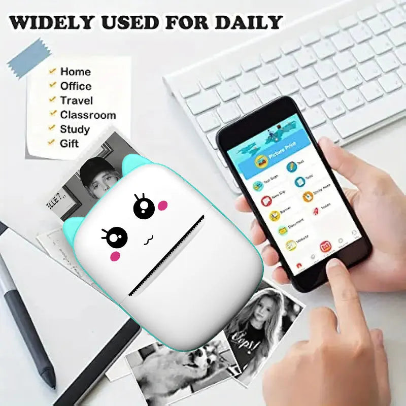 Mini Thermal Printer (Model X5) - Print Photos & Stickers From Your Phone (No Ink Needed!)