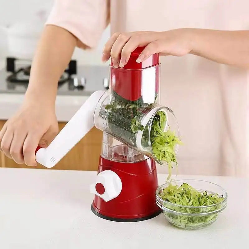 4-in-1 Manual Rotary Vegetable Slicer - Safe & Fast Grater and Shredder