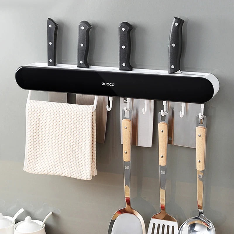 Ecoco Wall-Mounted Kitchen Organizer - Punch-Free Knife & Utensil Holder