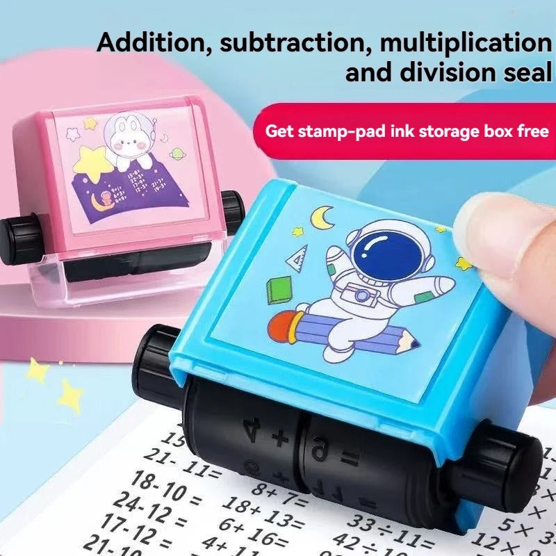 Math Practice Roller Stamp - Addition, Subtraction, Multiplication, Division (Free Ink Included)