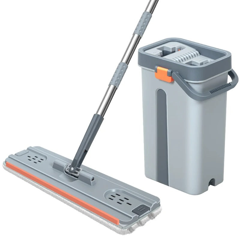 Hands-Free Flat Mop & Bucket Set - Self-Wash & Squeeze Dry System