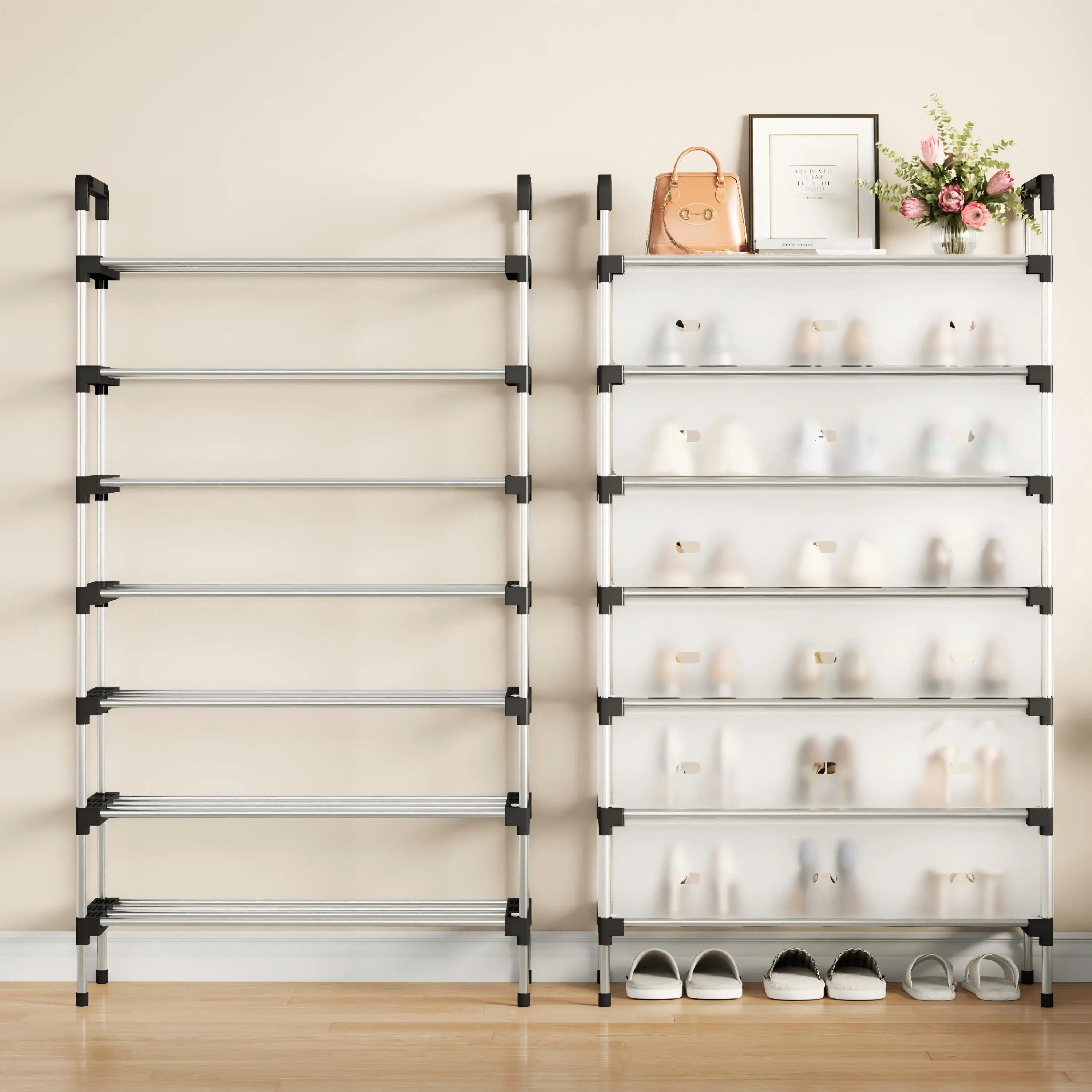 7-Tier Dustproof Shoe Rack Organizer - Space-Saving Cabinet with Drawers