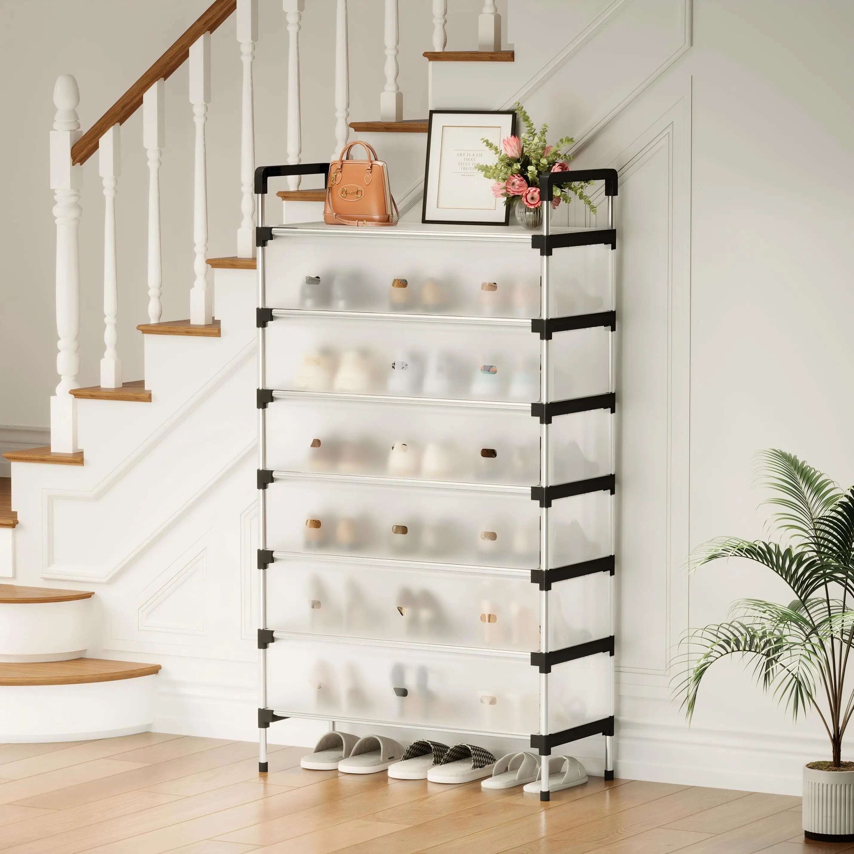 7-Tier Dustproof Shoe Rack Organizer - Space-Saving Cabinet with Drawers