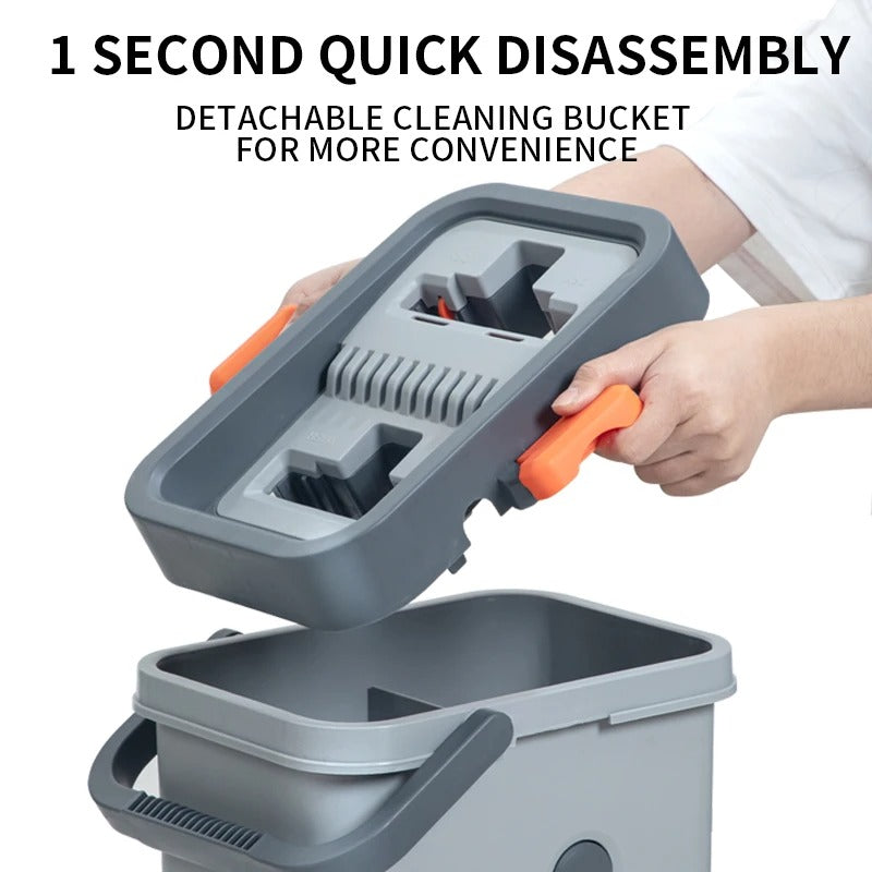 Hands-Free Flat Mop & Bucket Set - Self-Wash & Squeeze Dry System