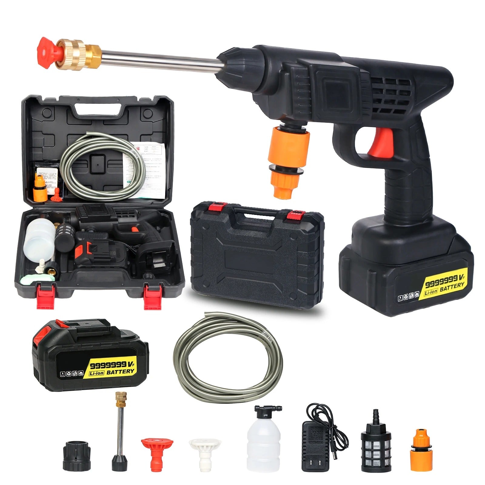 48V Cordless High-Pressure Washer Gun (with 3 Batteries) - Portable Power Cleaner for Cars & Home