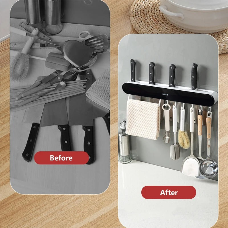 Ecoco Wall-Mounted Kitchen Organizer - Punch-Free Knife & Utensil Holder