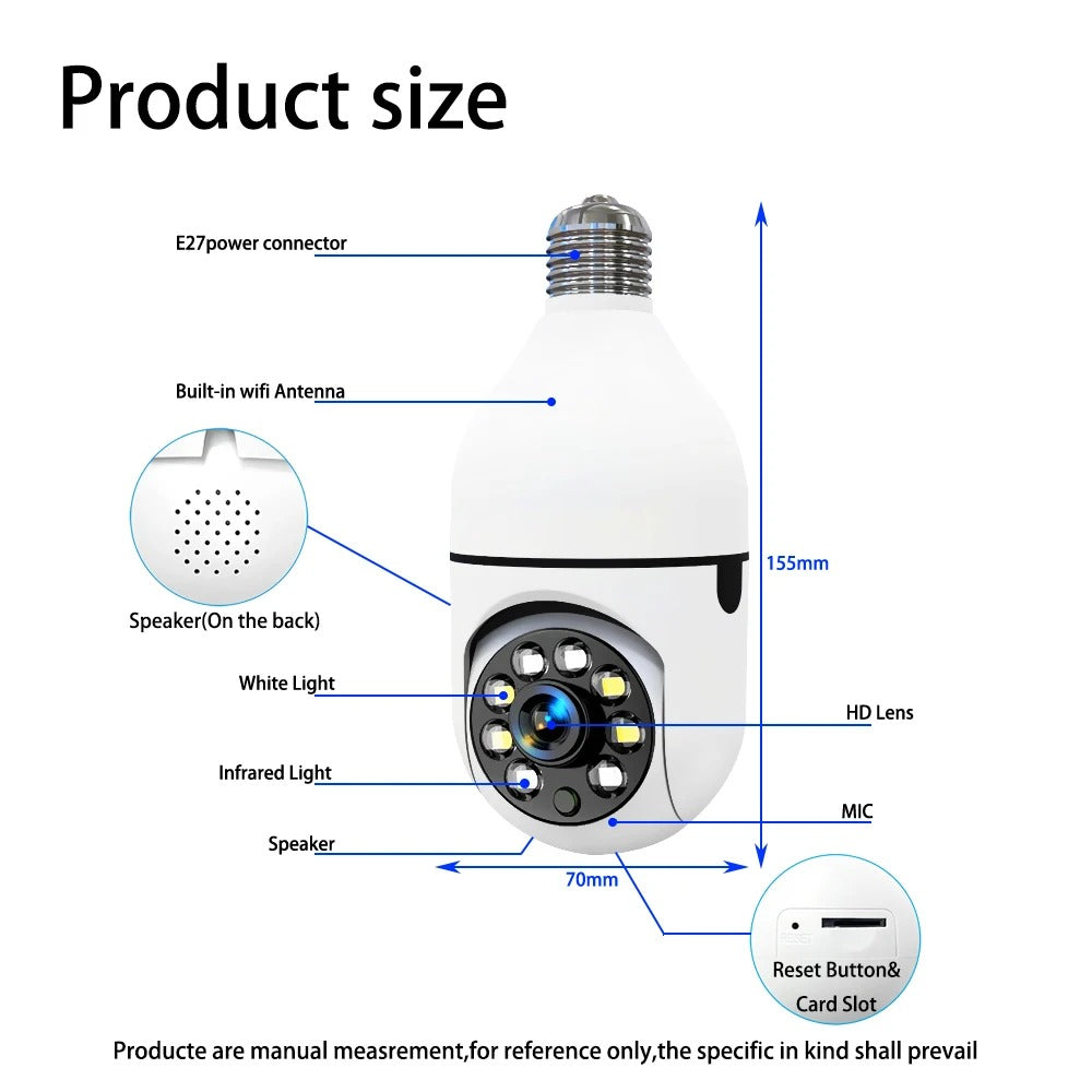كاميرا مراقبة لاسلكية بدقة 1080 بكسل - 360 درجة PTZ مع تتبع تلقائي ورؤية ليلية