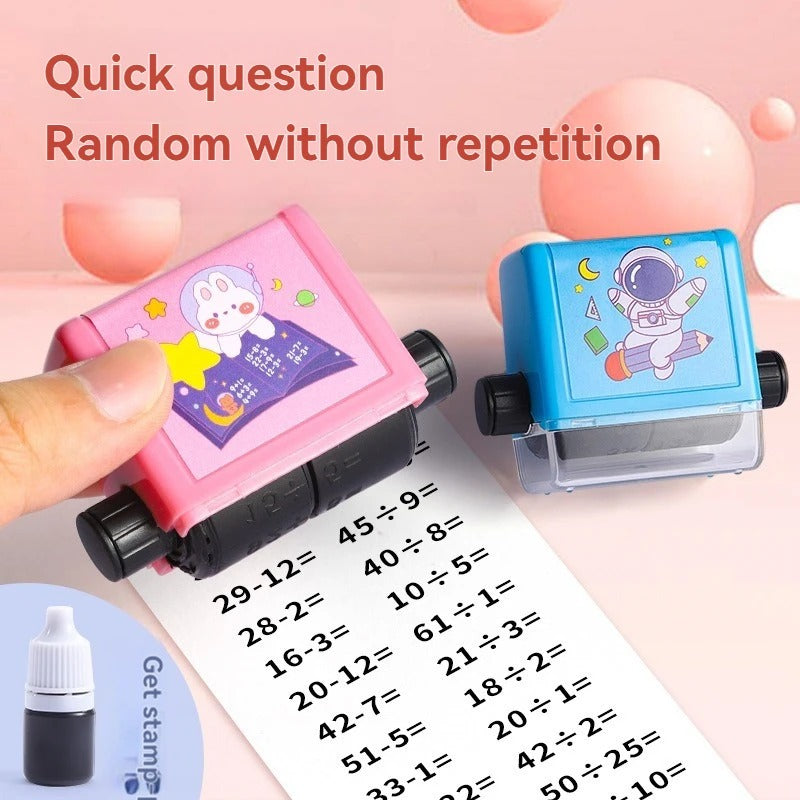 Math Practice Roller Stamp - Addition, Subtraction, Multiplication, Division (Free Ink Included)