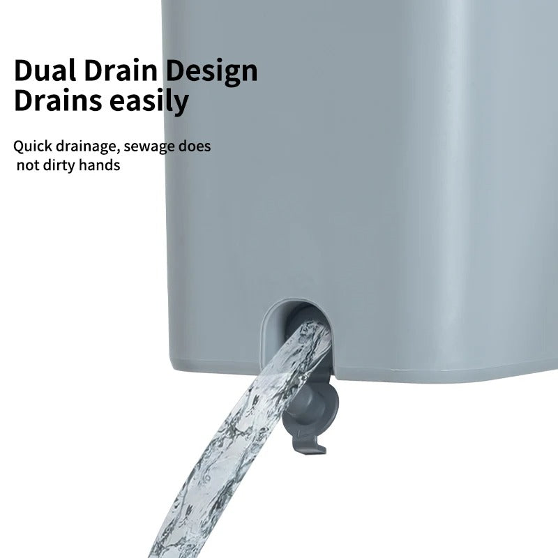 طقم ممسحة مسطحة بدون استخدام اليدين مع دلو - نظام غسيل ذاتي وتجفيف بالضغط