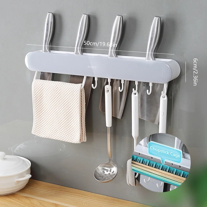 Ecoco Wall-Mounted Kitchen Organizer - Punch-Free Knife & Utensil Holder