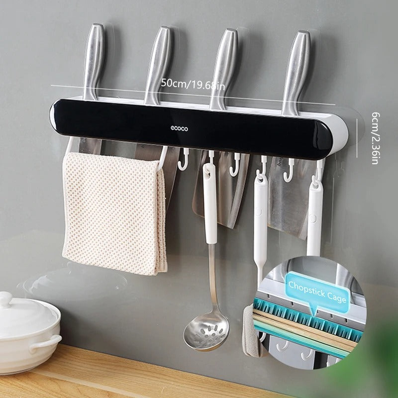 Ecoco Wall-Mounted Kitchen Organizer - Punch-Free Knife & Utensil Holder
