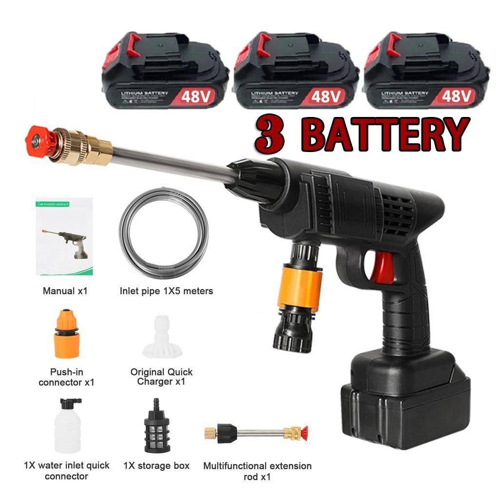 48V Cordless High-Pressure Washer Gun (with 3 Batteries) - Portable Power Cleaner for Cars & Home