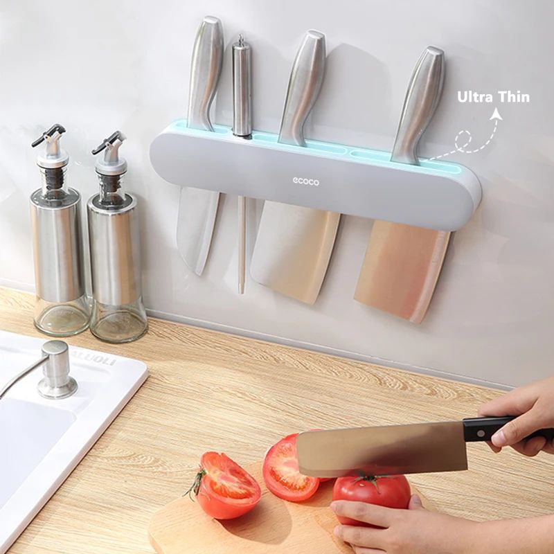 Ecoco Wall-Mounted Kitchen Organizer - Punch-Free Knife & Utensil Holder